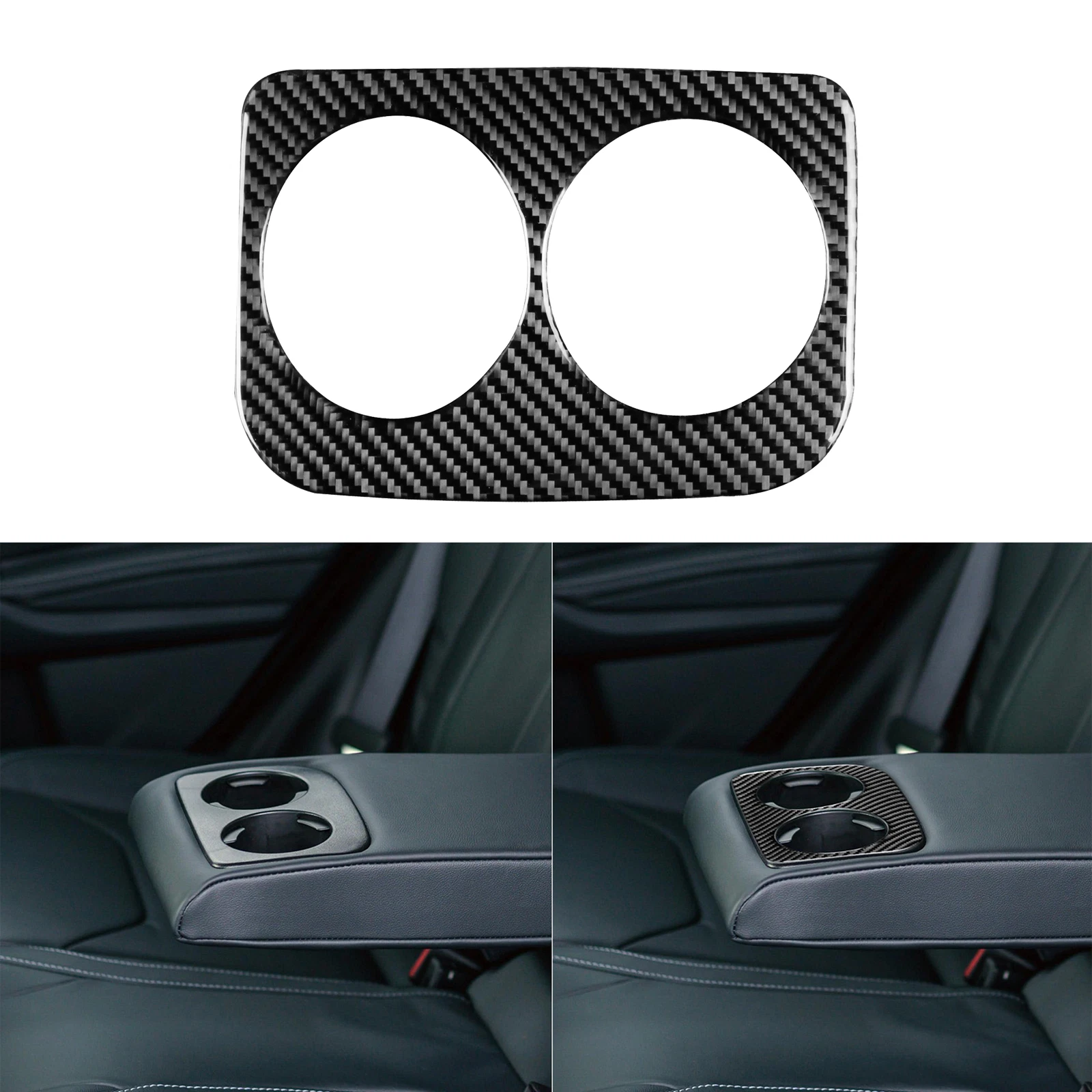 Real Carbon Fiber Rear Water Cup Holder Cover Trim For Subaru WRX STI 2015-21