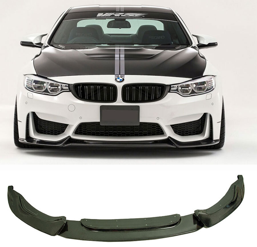 Real Carbon Fiber V Front Lip Splitter Spoiler For BMW F80 M3 F82 F83 M4 Bumper