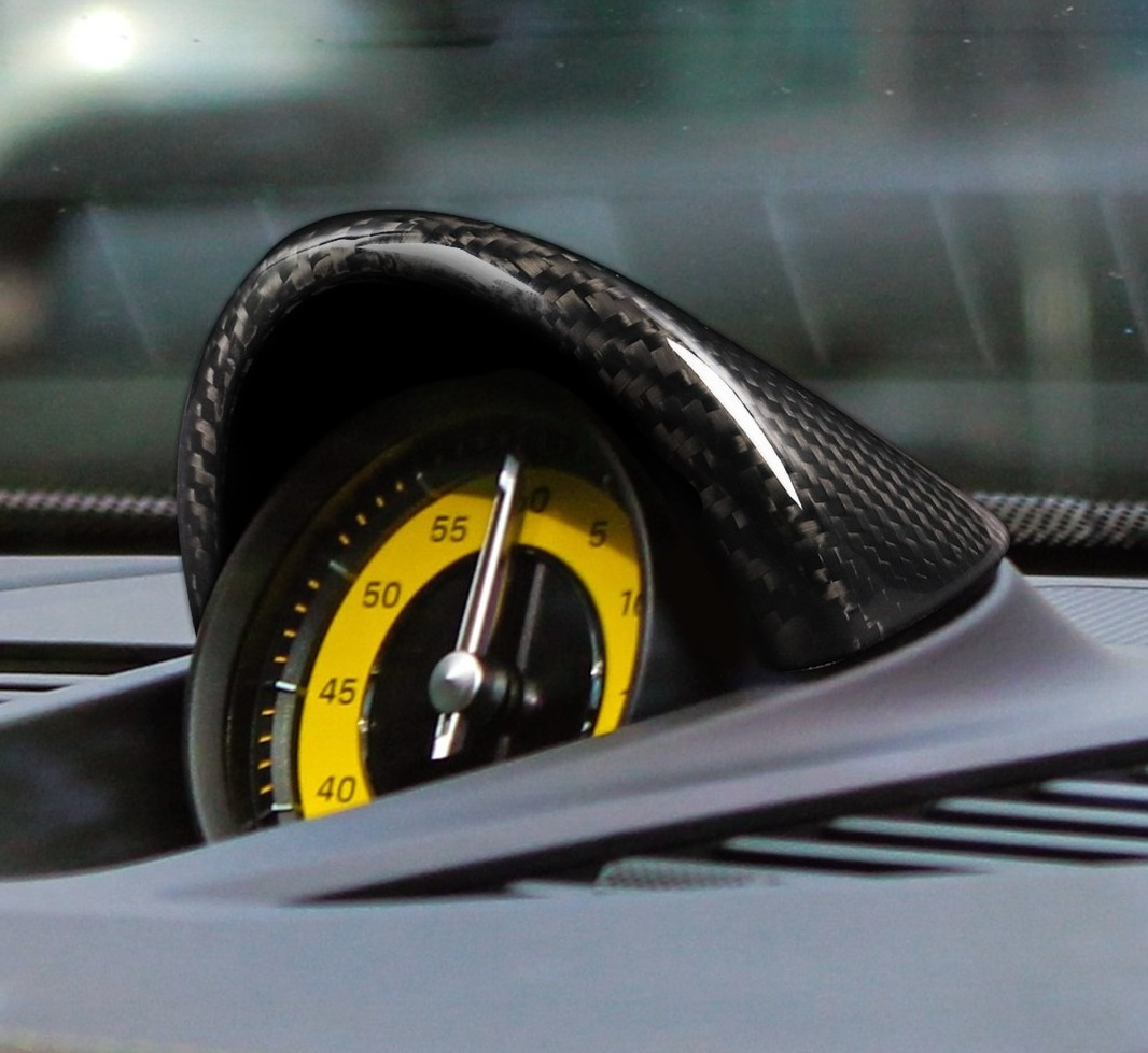 Real Carbon Fiber Indoor stopwatch cover Trim For Porsche 911 Carrera / S 992