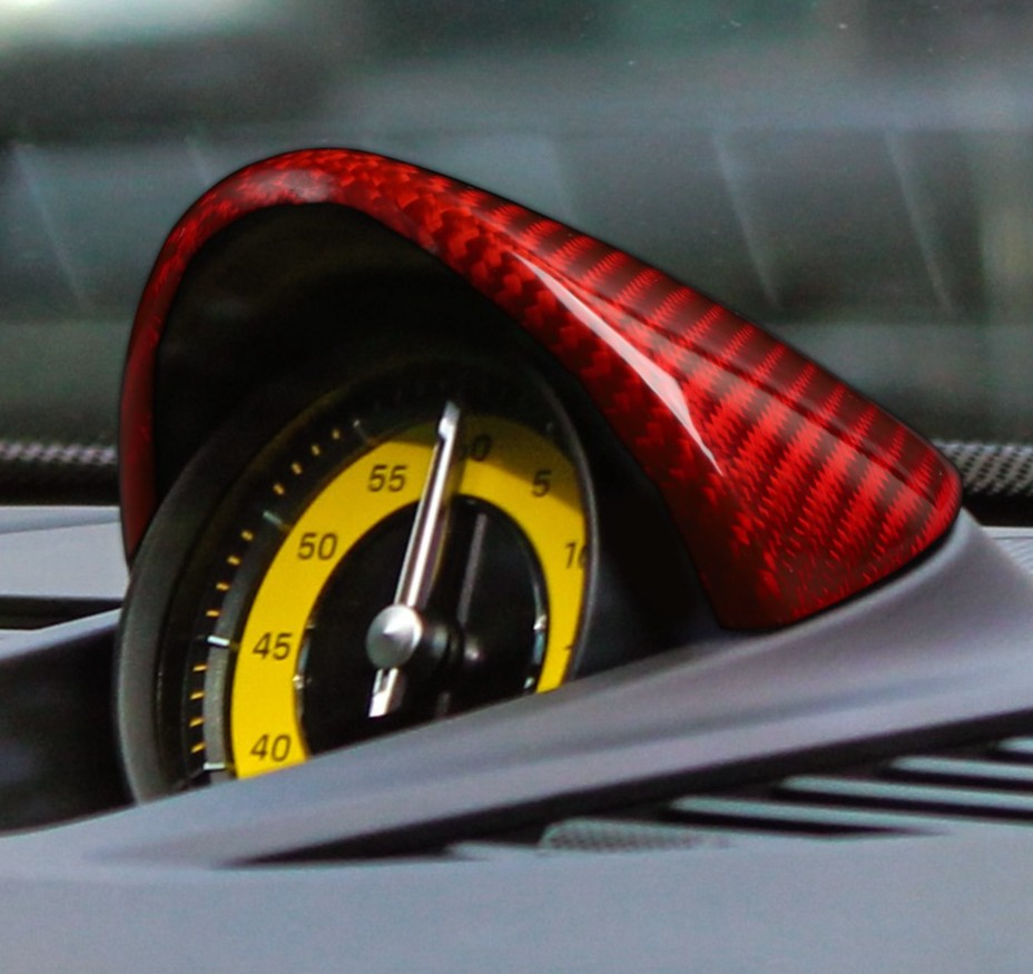 Red Carbon Fiber Indoor stopwatch cover Trim For Porsche 911 Carrera / S 992
