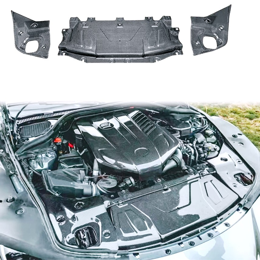 Real Carbon Fiber Engine Cooling Plate ECU Cover 3PCS For Toyota Supra A90 A91