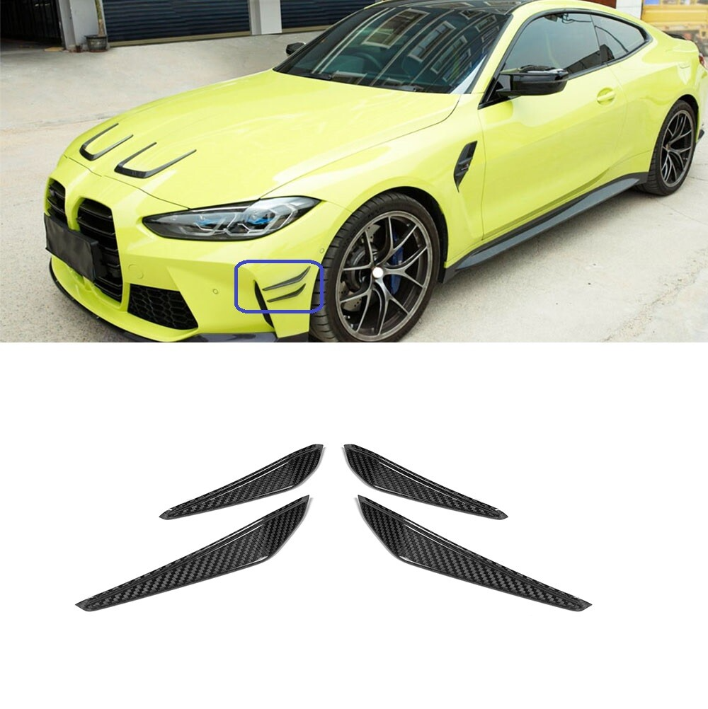Real Carbon Fiber Bumper side Splitter Canard 4pcs For BMW M3 G80 M4 G82 2021+