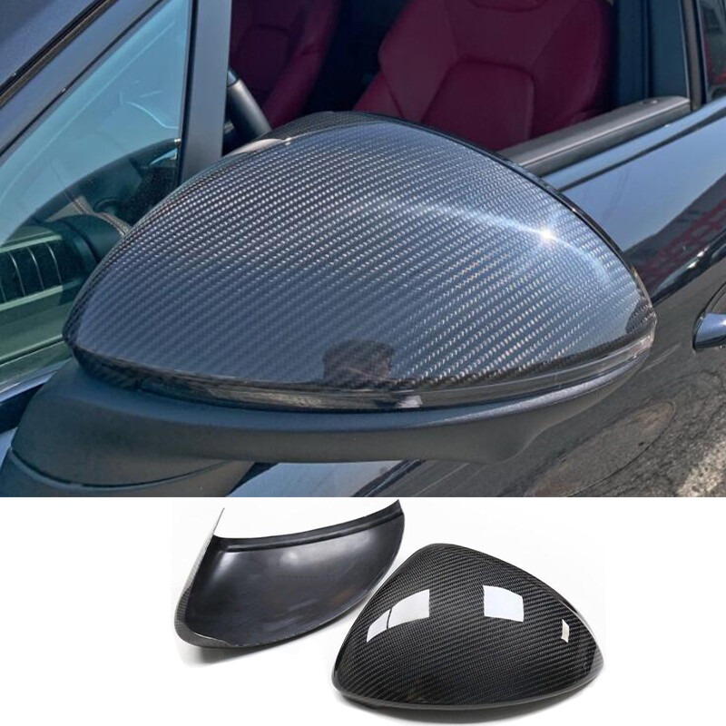 Carbon Fiber Car Rearview Mirror Cover Trim Decor pair For Porsche Cayenne 18-23