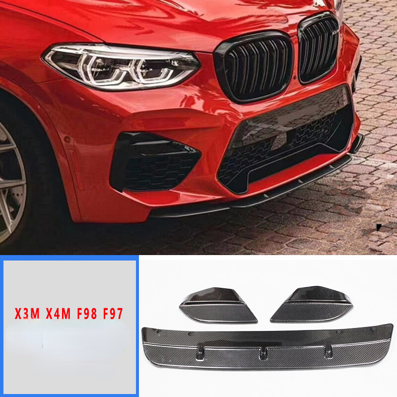 For 19-23 BMW X3M X4M Competition F97 F98 Carbon Fiber Front Bumper Lip Splitter