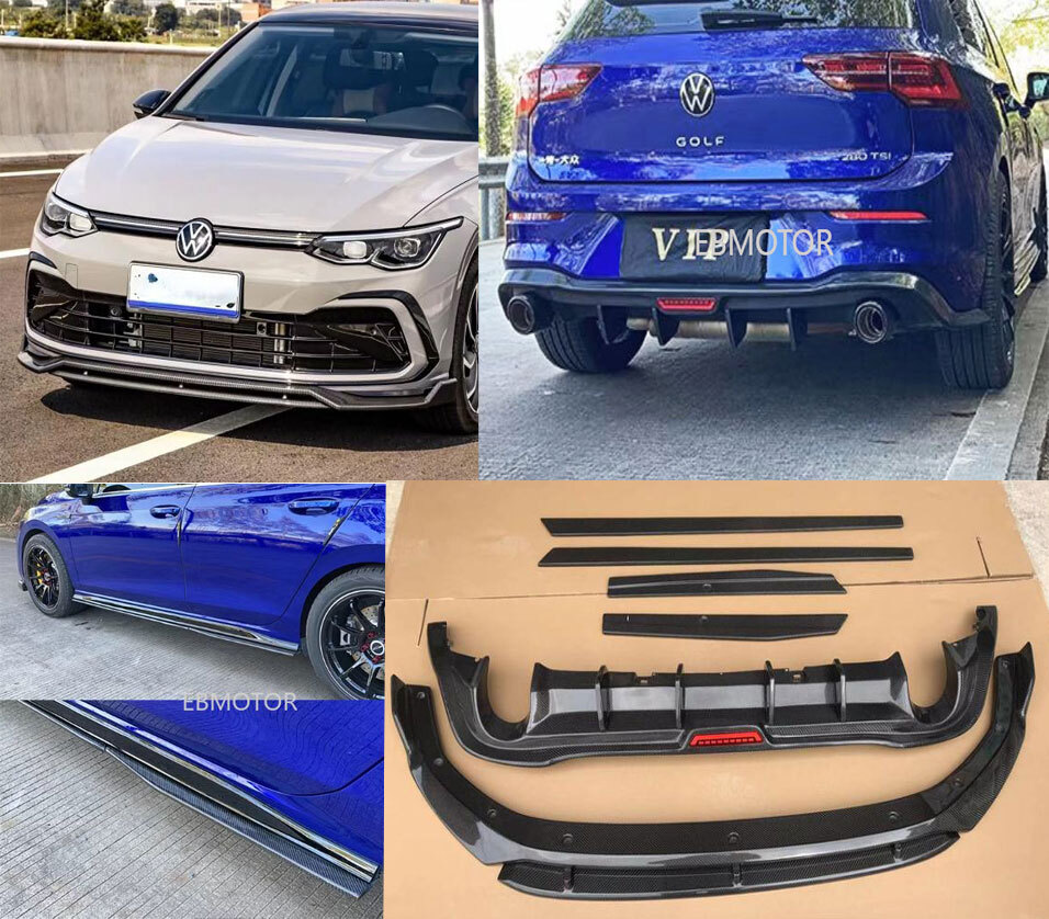 Carbon Front Lip Spoiler Diffuser Side Skirt 3se For Volkswagen VW Golf8 GTI MK8