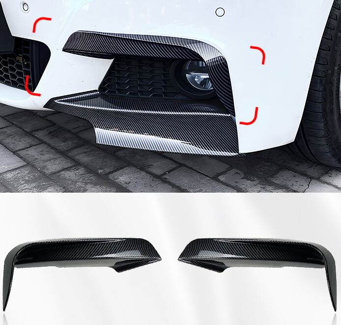 FOR 2012-18 BMW F30 F31 CARBON FIBER FRONT BUMPER UPPER TRIM AIR VENT COVER FANG