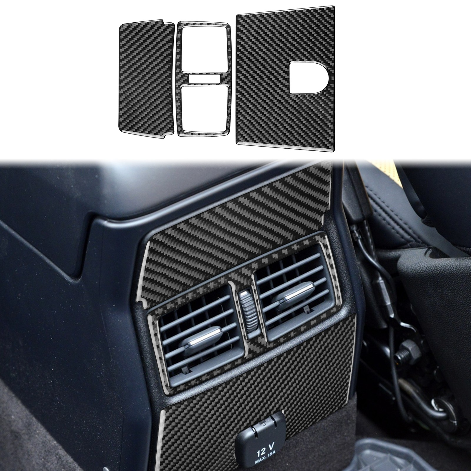 3Pcs Carbon Fiber Rear Air Vent Outlet Cover Trim For Mercedes-Benz G-Class W463