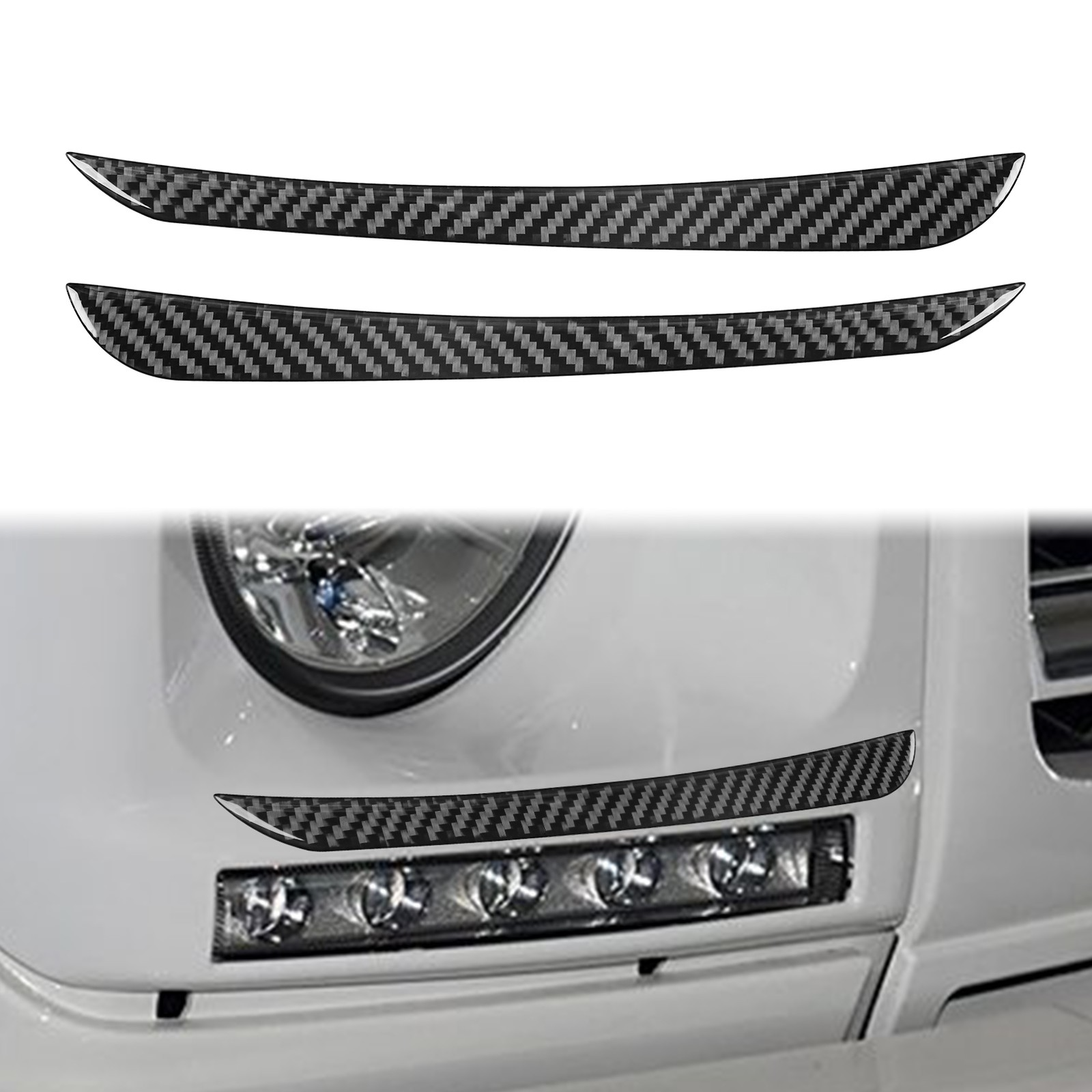 2Pcs Carbon Fiber Headlight Eyebrows Eyelids Cover Trim For Mercedes-Benz W463