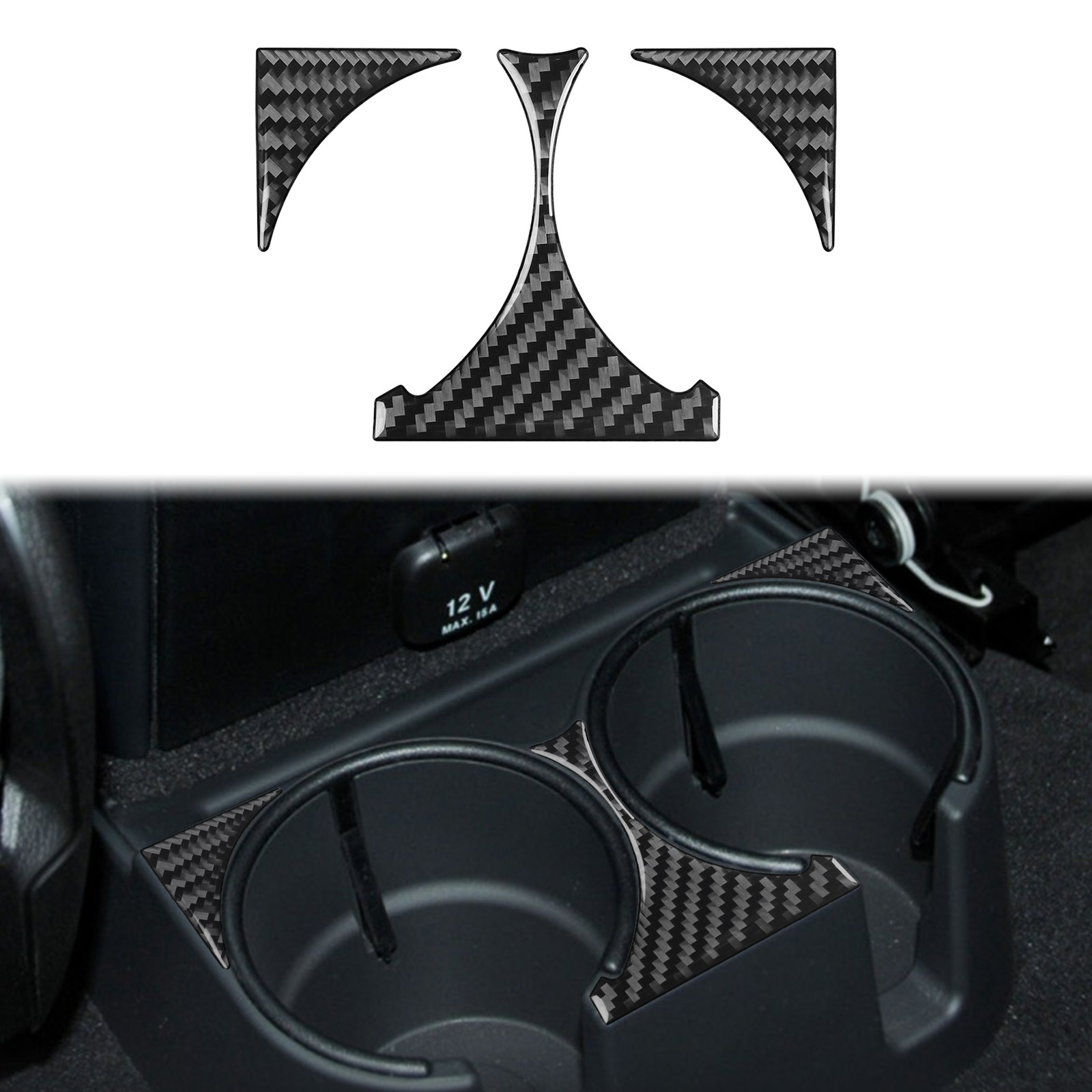 3Pcs Real Carbon Fiber Rear Cupholder Cover Trim For Mercedes-Benz G-Class W463