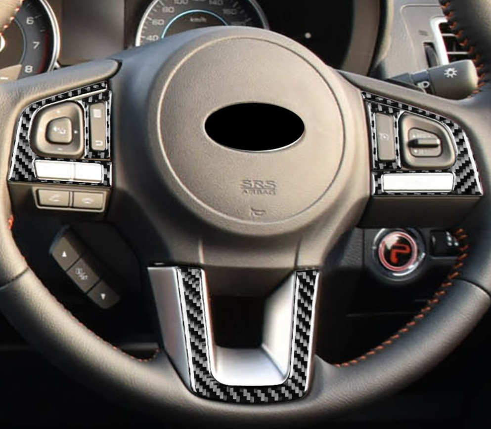 3Pcs Real Carbon Fiber Steering Wheel Trim Cover For Subaru WRX STI 2015-2021