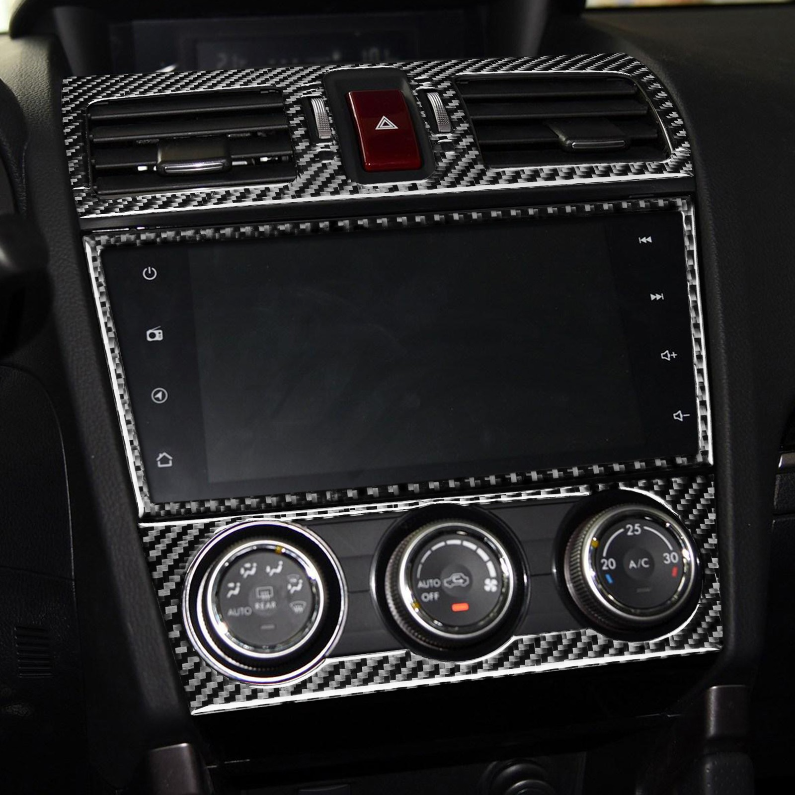 3Pcs Real Carbon Fiber Navigation Screen Panel For Subaru WRX STI 2015-2021