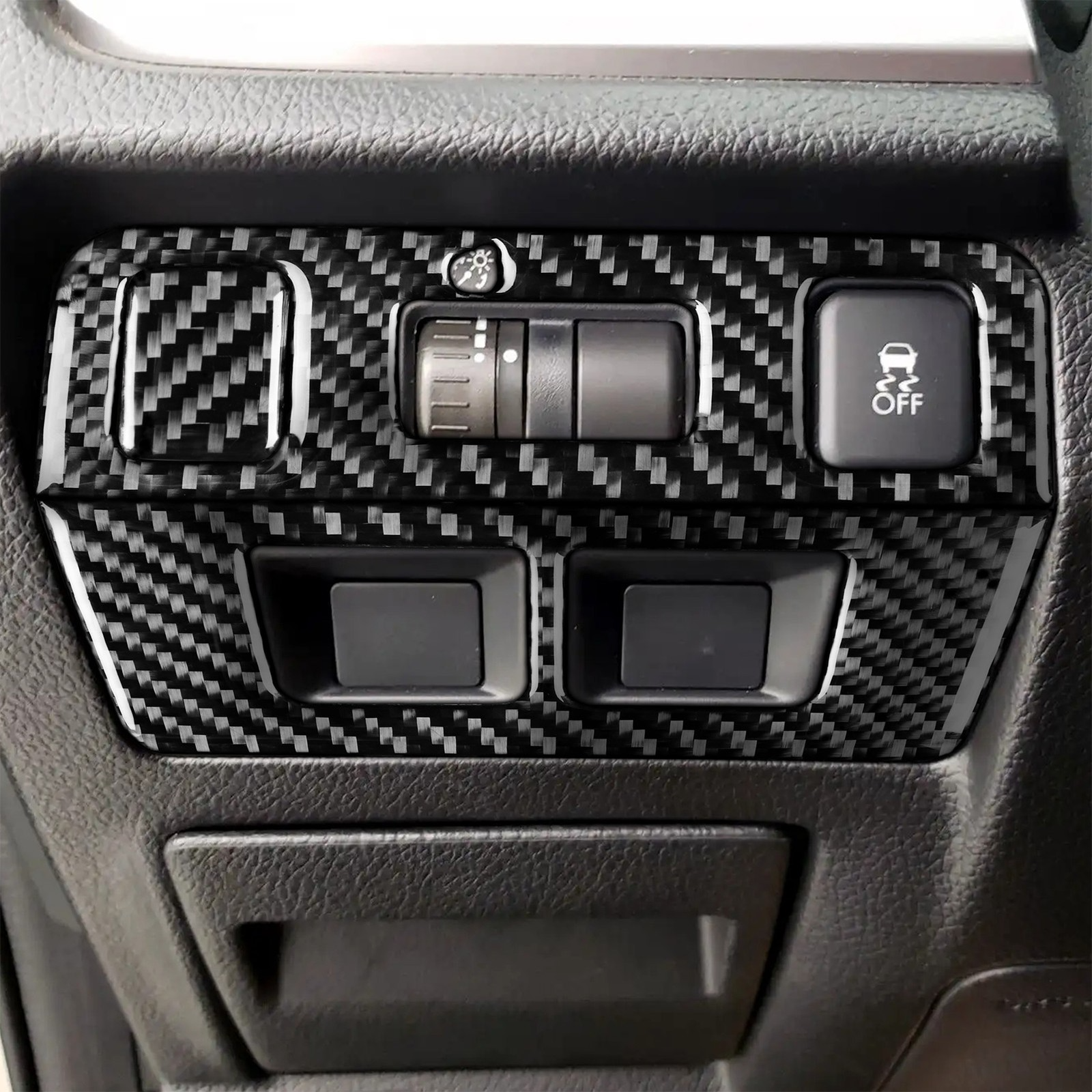 3Pcs Real Carbon Fiber head light switch Cover Trim For Subaru WRX 2015-2021