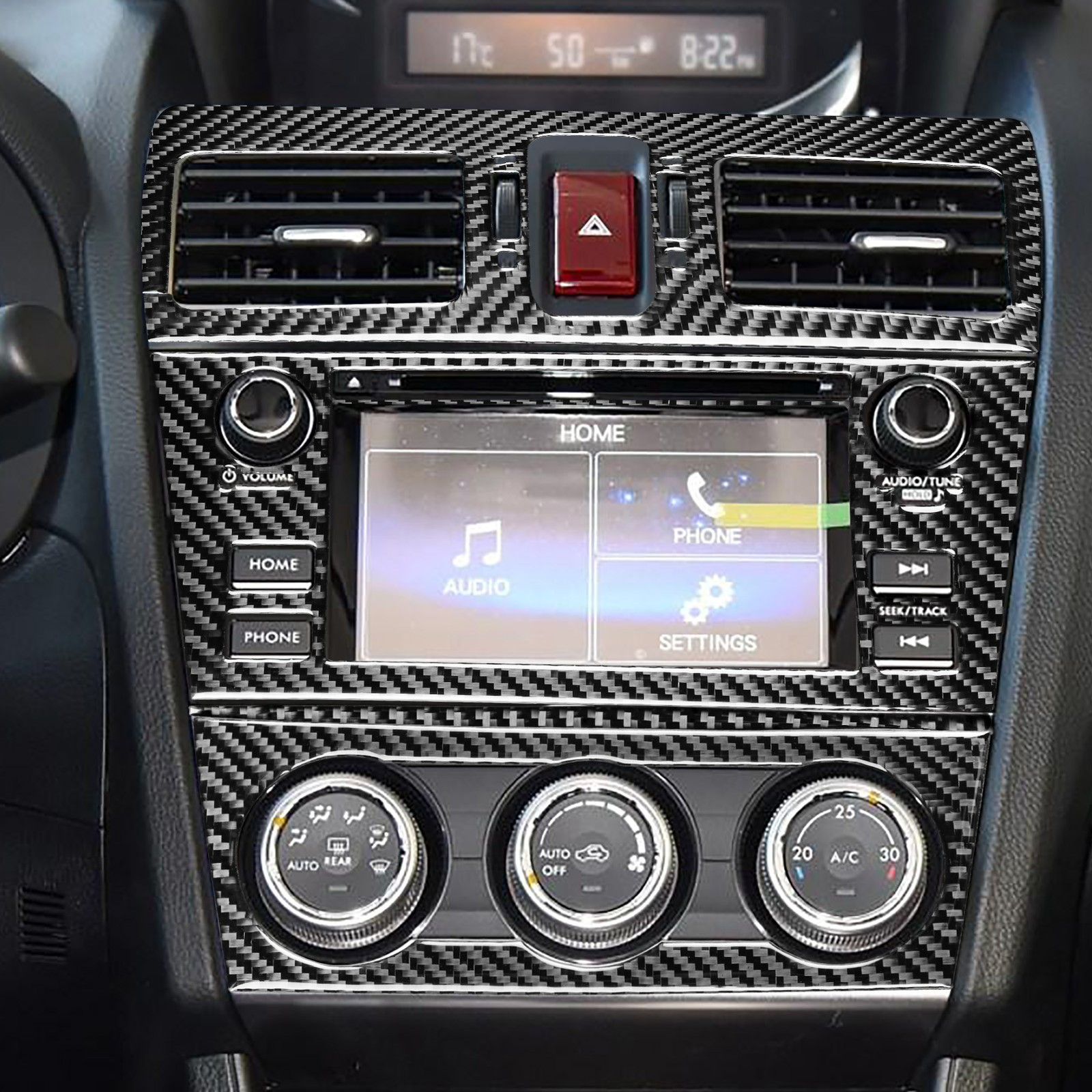 3Pcs Real Carbon Fiber Navigation Screen Panel For Subaru WRX STI 2015-2021