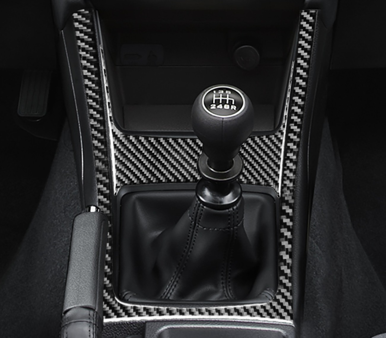 2Pcs Real Carbon Fiber Gear Shift Cover Trim For Subaru WRX STI 2015-2021