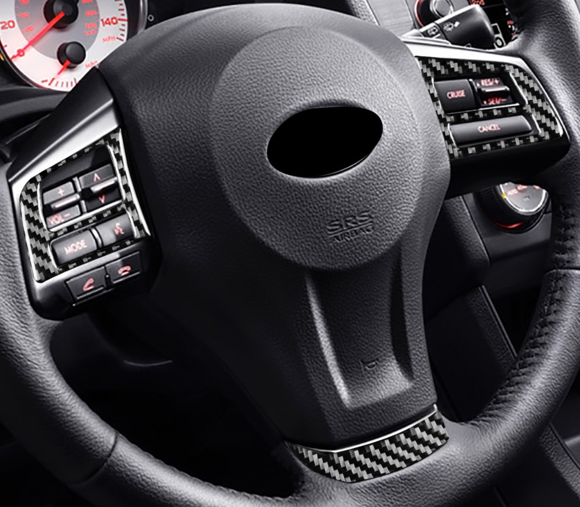 3Pcs Real Carbon Fiber Steering Wheel Trim Cover For Subaru WRX STI 2015-2021